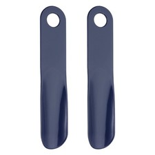 2pcs Shoe Horn 7.5" Plastic Straight Handle Shoe Helper Shoehorns, Dark Blue