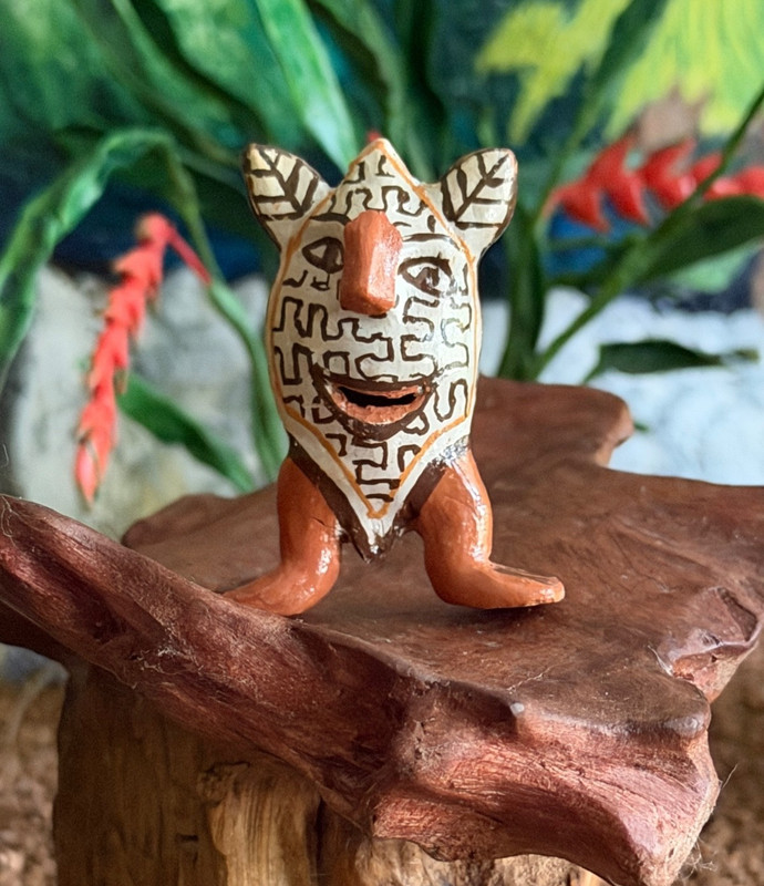Miniature Handmade Shipibo Ceramic Pottery Statue Spirit of Apacharama