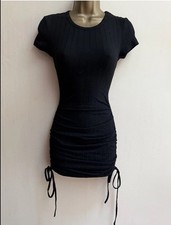 Black Stretch Ruched Detail Fitted Dress SZ Xs