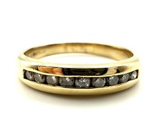 9ct Gold Diamond Wedding Ring Sparkly Gold Channel-Set Real Diamond Wedding Band
