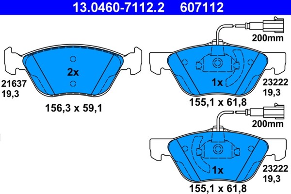 Bremsbelagsatz Scheibenbremse ATE 13.0460-7112.2 FüR 166 Alfa Spark 936A3A__ JTD-image