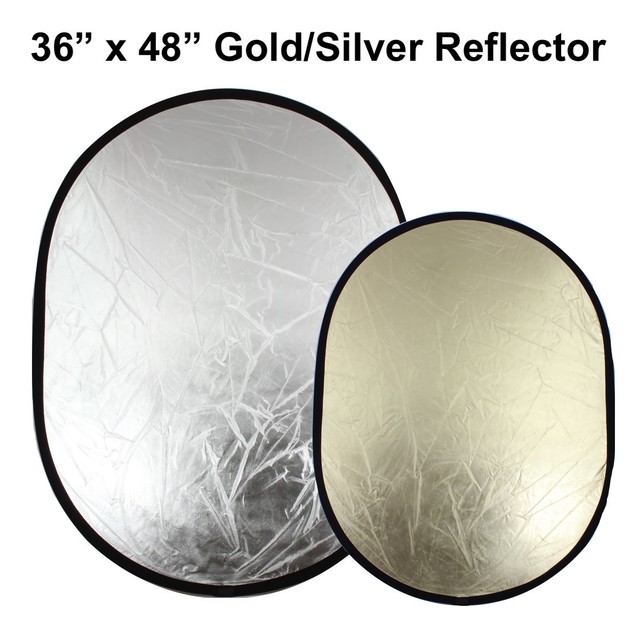 36x48" Gold/Silver Reflector Reversible Oval Photography Light Photo