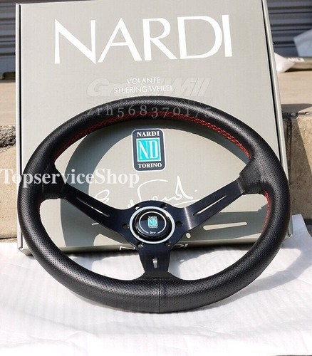 Volante deportivo NARDI 350mm 14' cuero perforado radios negros cono profundo - Imagen 8 de 13