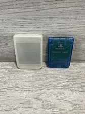 OEM Sony PlayStation 1 PS1 Blue Transparent Memory Card SCPH-1020 With Case