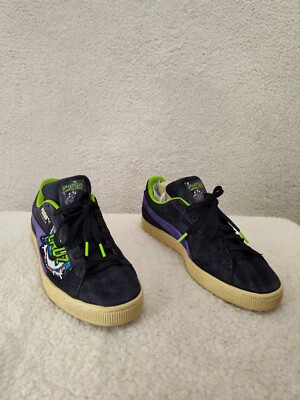 Puma Suede Santa Cruz Shark Men Sneakers 10 Black Sude Lace Up Low Top Shoes