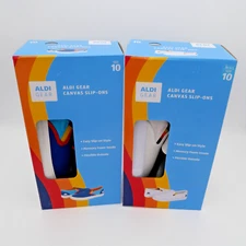 lot of 2 pairs Aldi Gear 2023 Canvas Slip On Shoes NEW Ladies Size 10