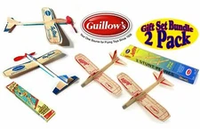 Guillow Balsa Wood Flying Toy Airplanes, 2 Twin Packs, 4 Planes Total SMU-32-52