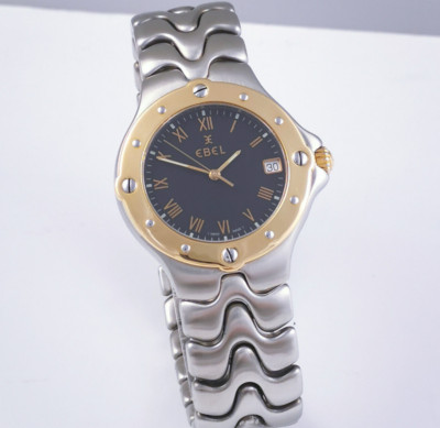 Ebel Sport Wave Stahl Gold Herrenuhr mit Datum Ref E6187631