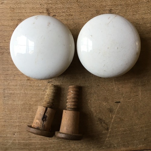 Pair Of Antique Ceramic Pottery Drawer Knobs Handles Victorian Pottery Pulls OLD - Picture 6 of 8