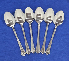 6 New Estia Dorian Silverware Flatware Soup Dinner Spoons Stainless Steel 7 3/8"