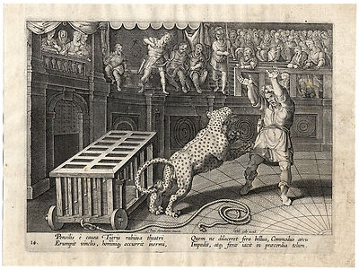 Antiker Jagddruck - Tiger - Gladiator - Arena - Bogenschütze - Nr. 14-Stradanus-1615