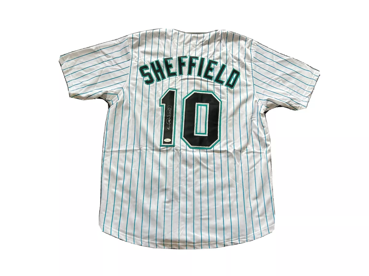 Gary Sheffield Signed Florida Marlins (Home White) Jersey JSA