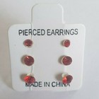 Metal and Allergy Free Diamante Shape Studs Earrings Multi colours 3 Pairs SET