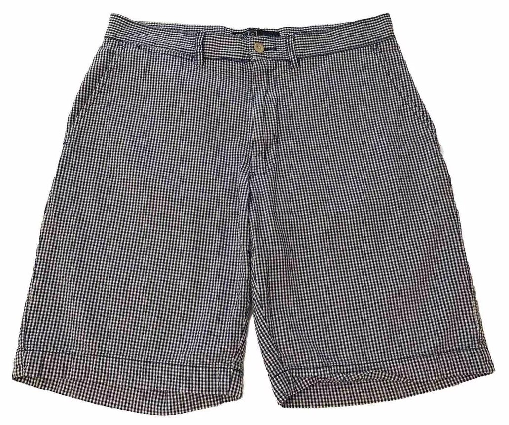 Vtg Polo Ralph Lauren Seersucker Shorts Men 31 Gingham Check Blue White Preppy