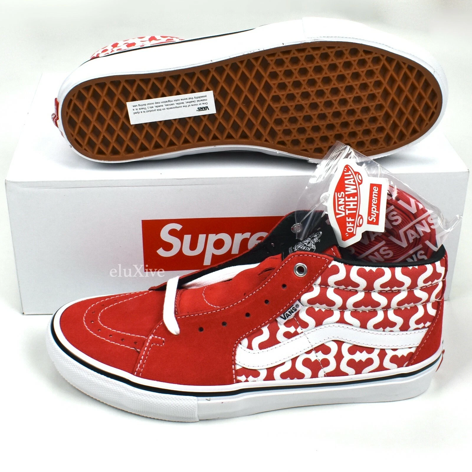 Baskets Supreme x Vans Skate Grosso mi rouge S monogramme neuves avec étiquettes 10 SS21 DS AUTHENTIQUES
