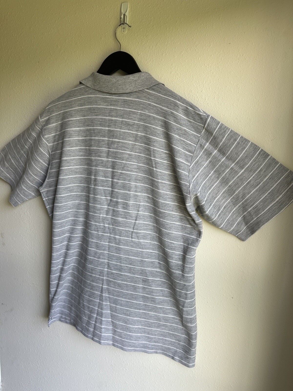 Lacoste Men's XL  Gray Polo Shirt Stripe Embroidery Logo thumbnail 13