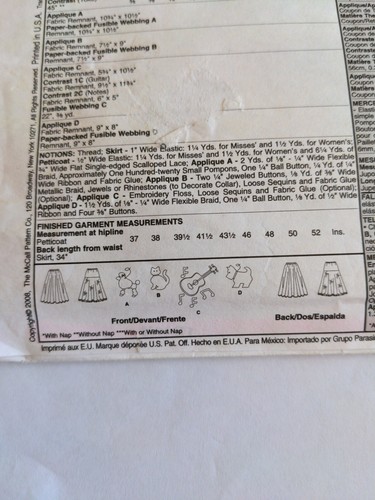 McCalls Costumes M5681 sewing pattern circular skirt poodle cat dog applique - Picture 4 of 4