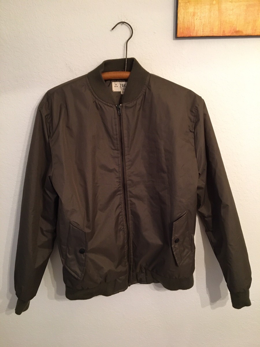 ZAK Los Angeles Olive Zip Up Lined Bomber Jacket Mens Small ZAK Los Angeles Olive Zip Up Lined Bomber Jacket Mens Small