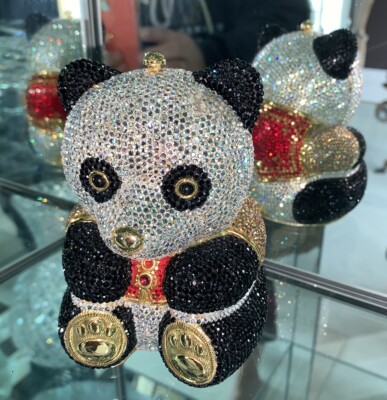 JUDITH LEIBER PANDA BEAR MINAUDIERE Purse CLUTCH & PILLBOX