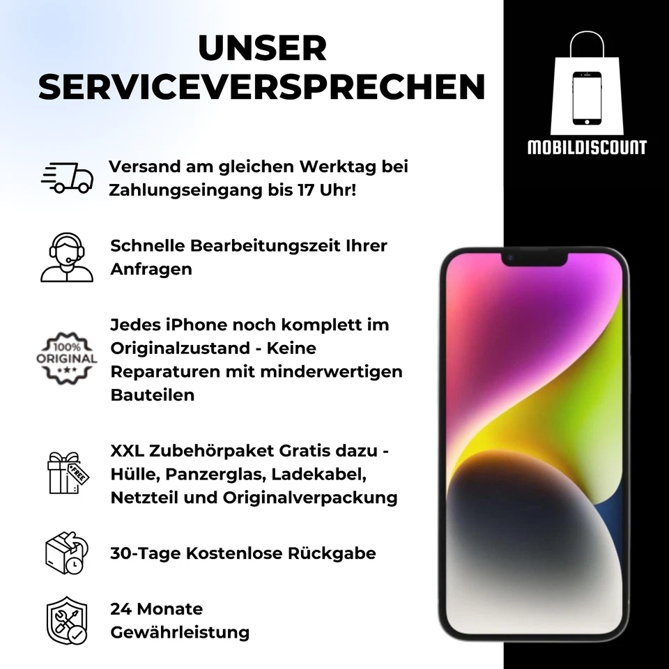 Apple iPhone 14 SEHR GUT Schwarz Weiß Blau Lila 128GB 256GB 512 OVP Ohne Simlock - Bild 3 von 4