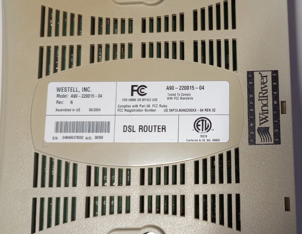 Westell DSL Router 2200 with power supply WORKS USED - Image 3 of 4