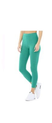 Alo Yoga Ribbed High-Waist 7/8 Blissful Leggings in Ocean Teal