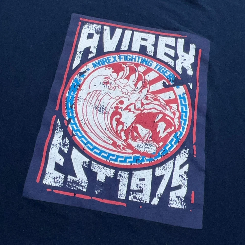 Винтажная мужская рубашка Avirex XXL 2XL синяя красная футболка с надписью Y2K Cyber Streetwear * - Изображение 3 из 4