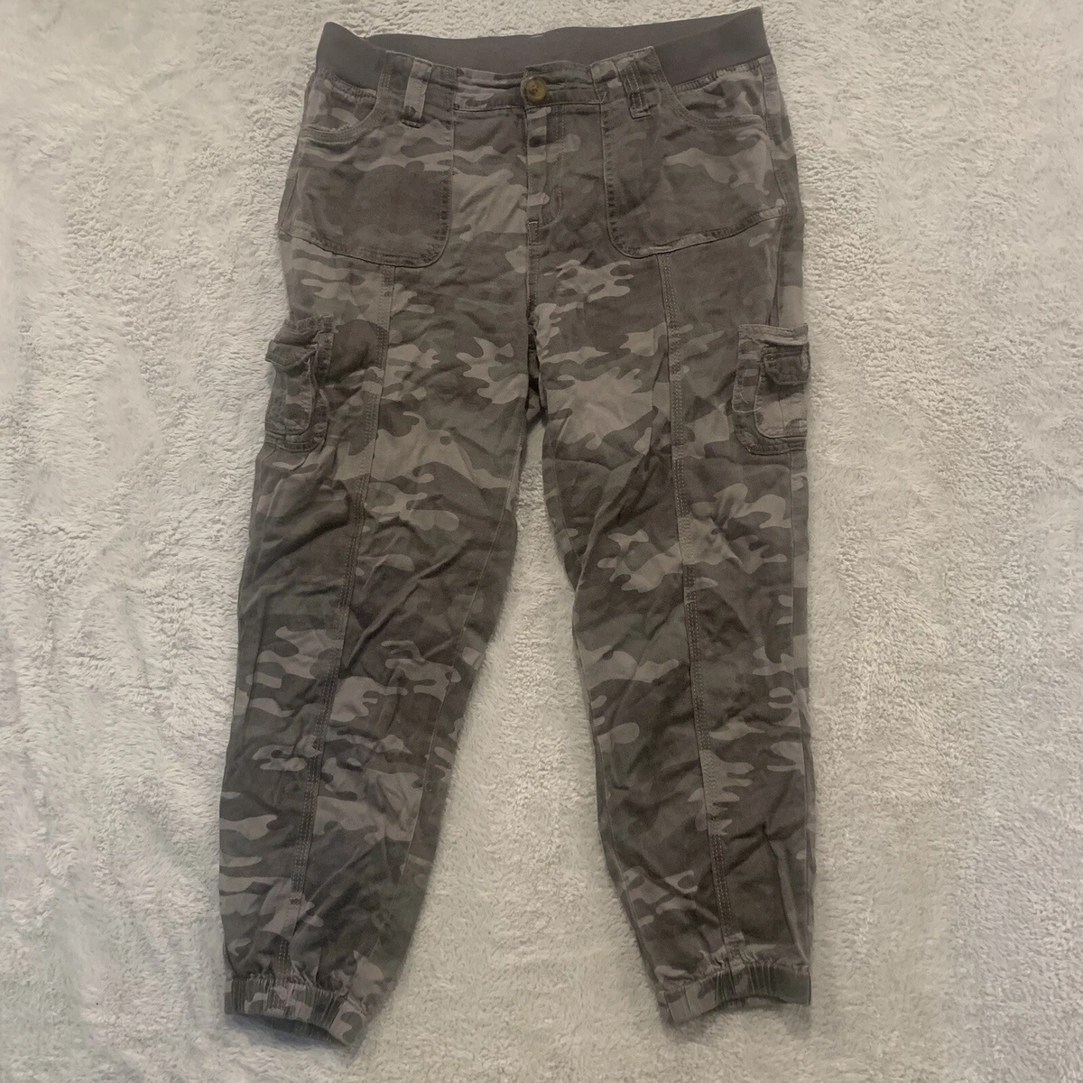 Knox Rose Camo Pants Womens Medium Joggers Rayon Lightweight Green