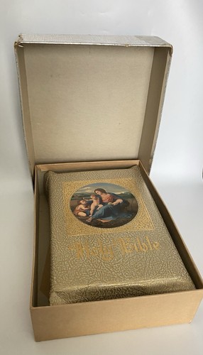 Vtg Holy Bible Family Rosary Commemorative Ed Catholic Marian Year 1957 - Imagen 2 de 24