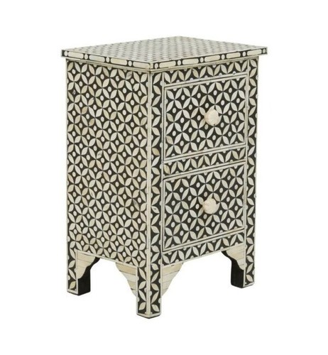 Bone Inlay Bedside Table - Picture 2 of 3