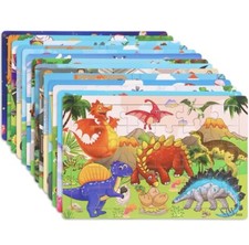 30 Pcs Children Wooden Puzzle Cartoon Vehicle Animal Learning Kids 3-7 Years