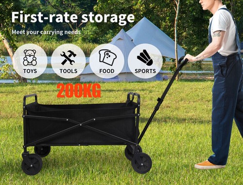 Foldable 200KG Wagon Cart Adjustable Handle for Garden, Camping & Outdoor Events - Picture 3 of 9