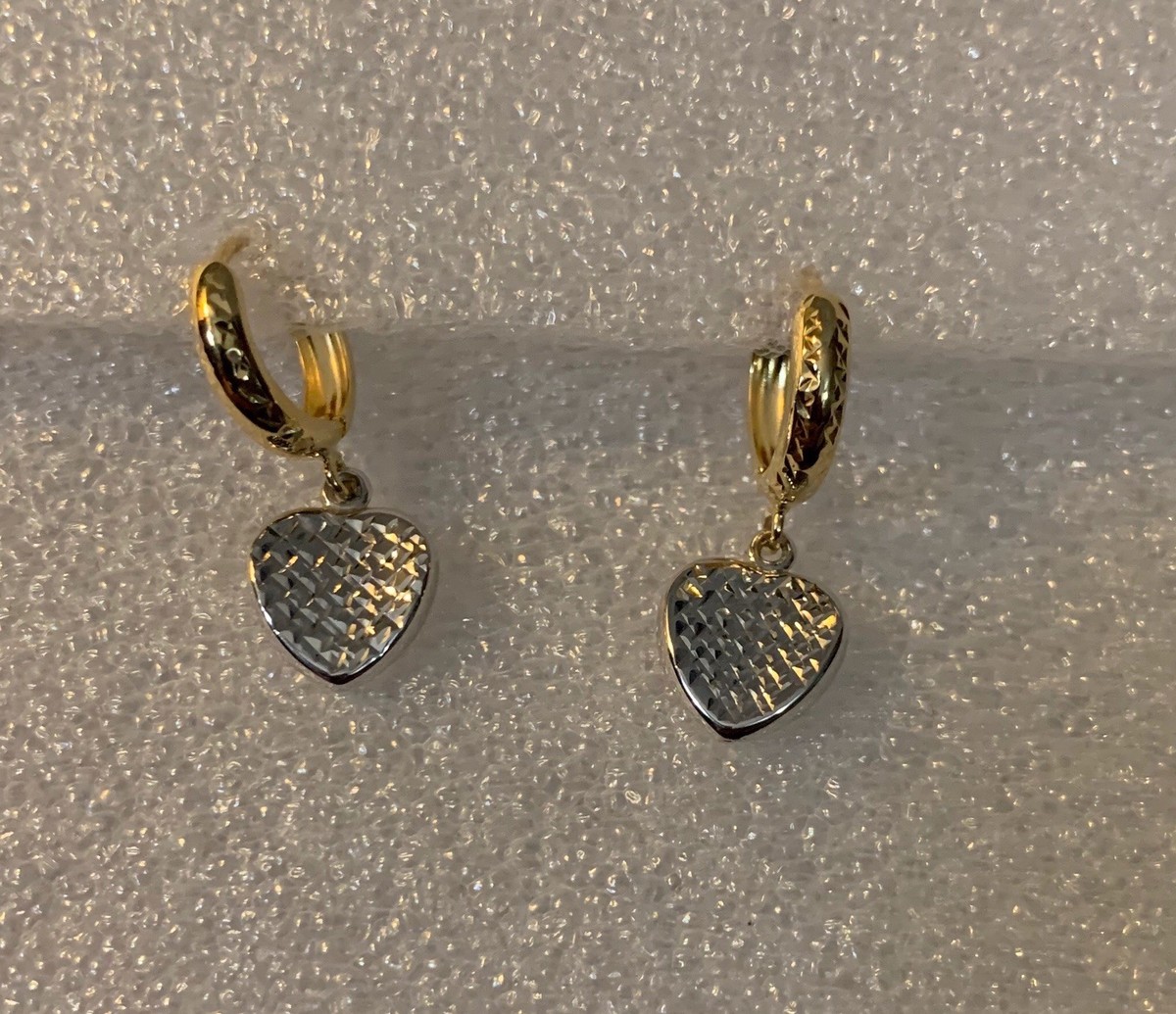18k Saudi Gold Two Tone Heart earrings | eBay