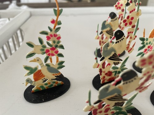 Art Deco Antique 12 Celluloid Bird Place Card Holders Japan RARE🦄 - Picture 5 of 14