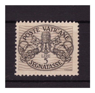 VATICAN 1946 - WHITE PAPER TAX MARKER Lire 5 NEW * CERTIFIED