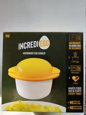 IncrediEgg Microwave Egg Cooker Build-in Shell Cracker & Egg York Separator NEW