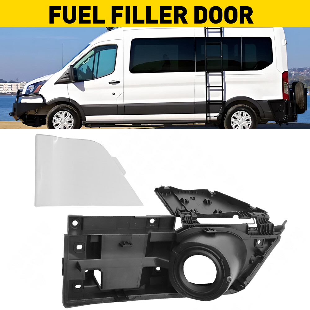 Fuel Filler Gas Cap Door Lid Housing & White Cap For 15-23 Ford Transit 150 250