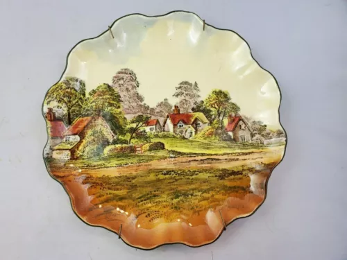 Vintage Royal Doulton Countryside Cottages 9 1/4" Scalloped Dinner Plate D3647