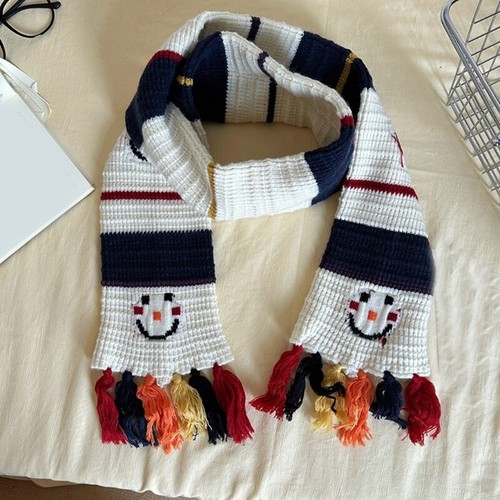 Lovely Tassels Scarf Neck Warmer Knitting Scarf All Matching Smile Face Neckwrap - Picture 4 of 8