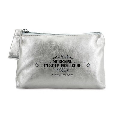 Trousse de maquillage argent pochette meilleure marraine