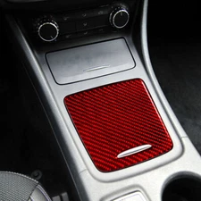 For Mercedes Benz CLA GLA Red Carbon Fiber Storage Box Cover Sticker Trim