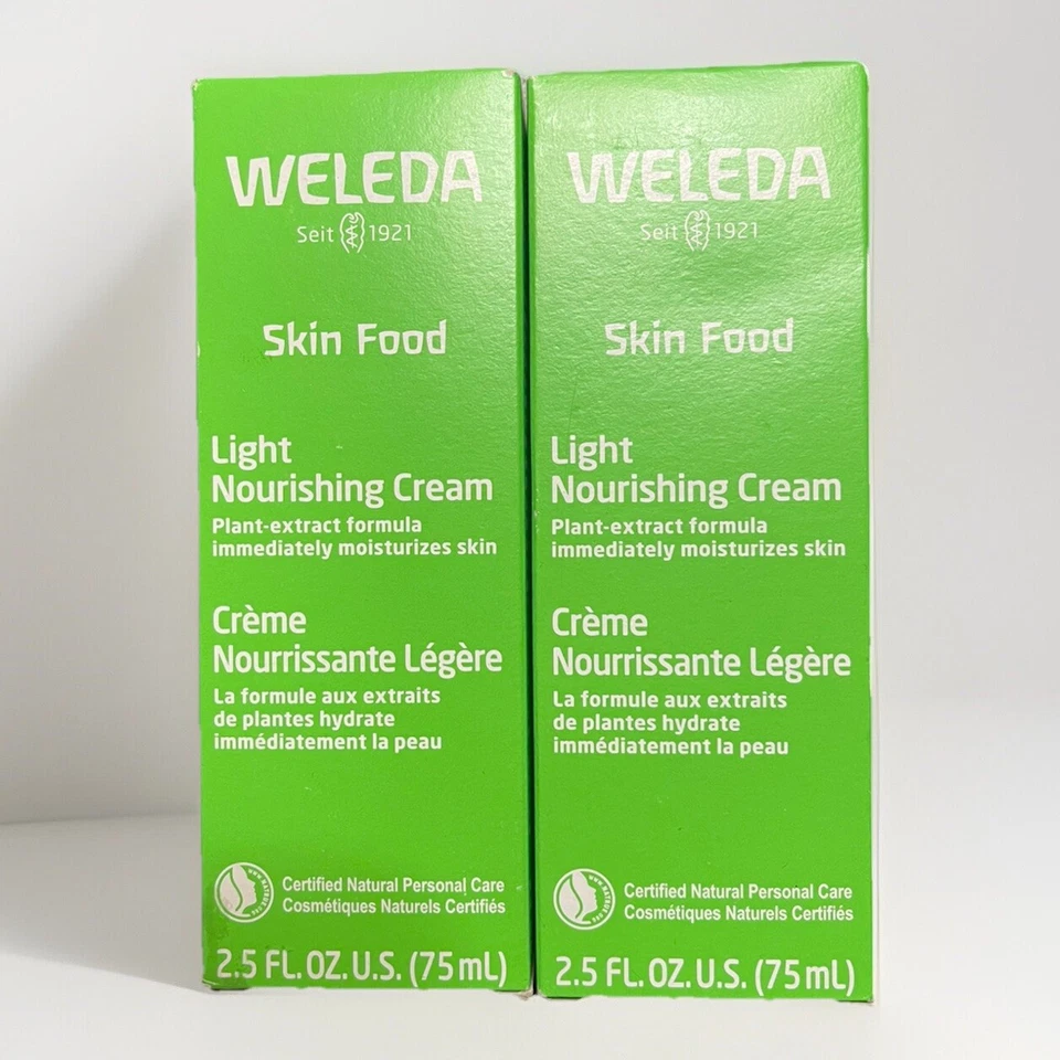 全新 2 件 Weleda Skin Food 轻盈滋养霜 2.5 液量盎司/75 毫升 (包装 2) 有效期至 12/26 — 第 2/4 张图片