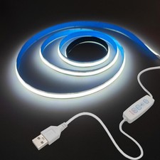 COB LED Strip Lights White 6.56ft, 5V Dimmable LED Light Strip, Flexible USB ...
