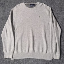 Polo Ralph Lauren Sweater Mens XL Gray Pima Cotton Crewneck Long Sleeve Knit