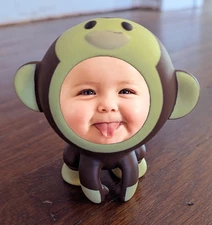 Monkey Bobblehead Cute Baby Photo Holder Frame, Silly Adorable Toddler Picture