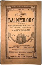 1893 JOURNAL OF BALNEOLOGY BARUCH HYDROTHERAPY MINERAL SPRINGS ELECTROTHERAPY
