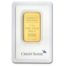 1 oz Credit Suisse Gold Bar .9999 Fine In Assay Card 4694.60 per troy oz