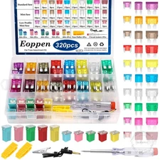 320Pcs Car Fuses Assortment Kit with Fuse Puller and Tester, Standard & Mini