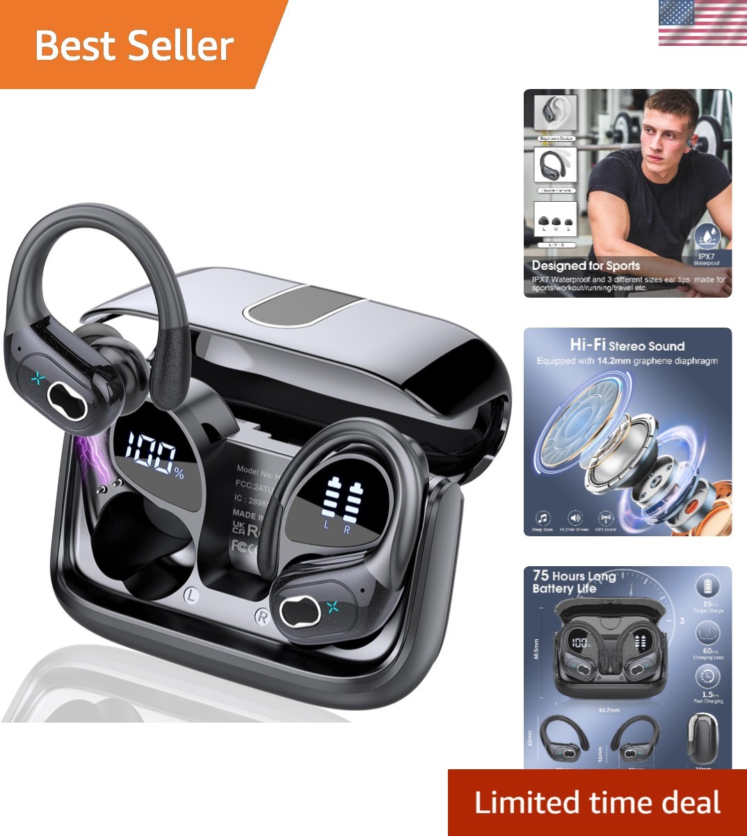 75hr Wireless Earbuds Bluetooth 5.4 Sport Headphones 2025 Model-image