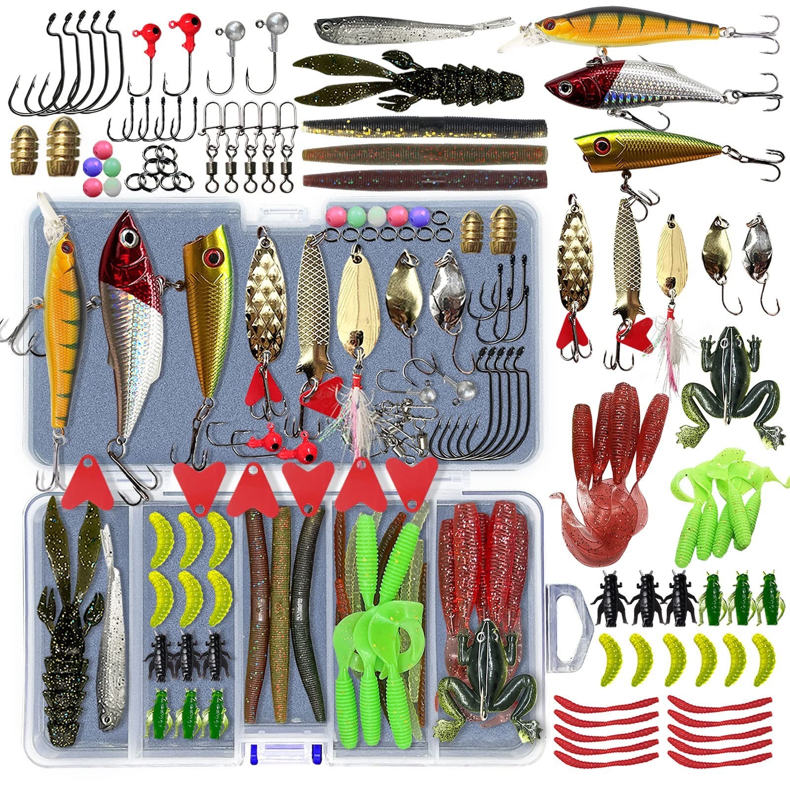 Fishing Lures Kit - Crankbaits, Topwater Lures, Spinnerbaits, Jigs & Tackle Box - Image 2